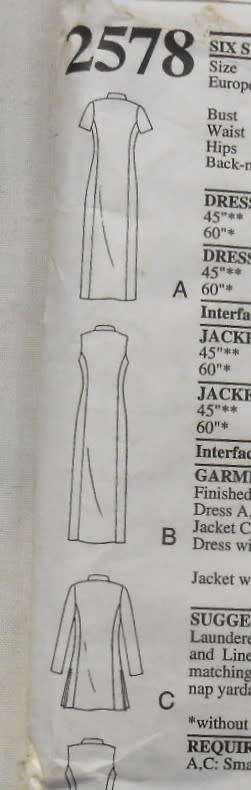 STYLE 2578 STAND UP COLLAR DRESS SIZE 8-18 -COMPLETE CUT TO 10/12