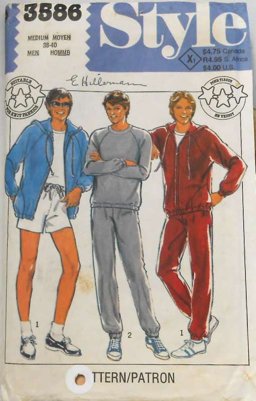 STYLE 3586 MENS TRACKSUIT JACKET-PULLOVER TOP-PANTS-SHORTS SIZE MEDIUM 38-40 COMPLETE-ZIPLOC
