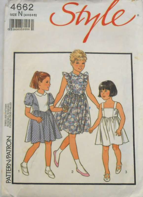 STYLE 4662 GIRLS DRESS OR PINAFORE SIZE 4-5-6 YEARS COMPLETE-CUT TO 6 YEARS