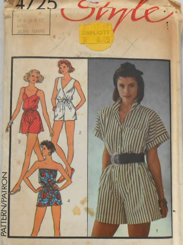 STYLE 4725 SET OF JUMPSUITS SIZE 8-10-12 COMPLETE-UNCUT-F/FOLDED