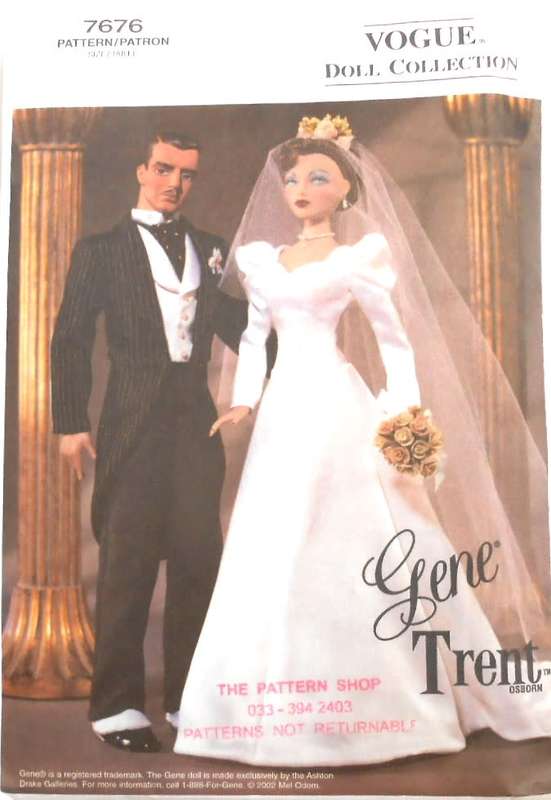 VOGUE DOLL COLLECTION 7676 TRENT & GENE WEDDING CIRCA 1940 SIZE 16 OR 41 CM COMPLETE WITH COPY