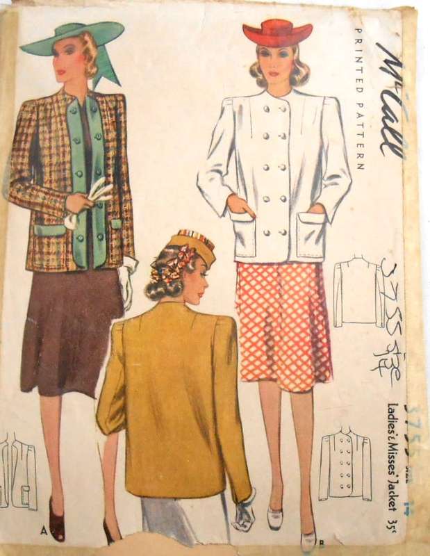 V/VINTAGE McCALLS 3755 LADIES JACKET SIZE 14 COMPLETE-ZIPLOC