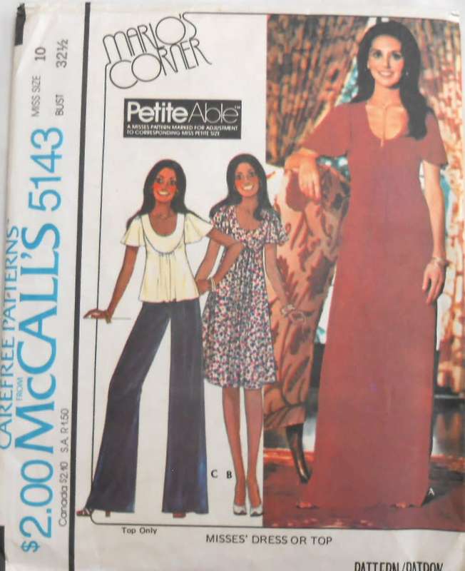 VINTAGE McCALLS 5143 DRESS OR TOP SIZE 10 BUST 32 1/2 COMPLETE-NO SEWING INSTRUCTIONS