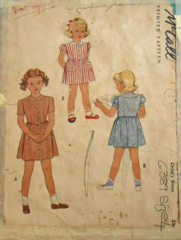 V/VINTAGE McCALLS 6389 GIRLS DRESS SIZE 4 YEARS COMPLETE-ZIPLOC