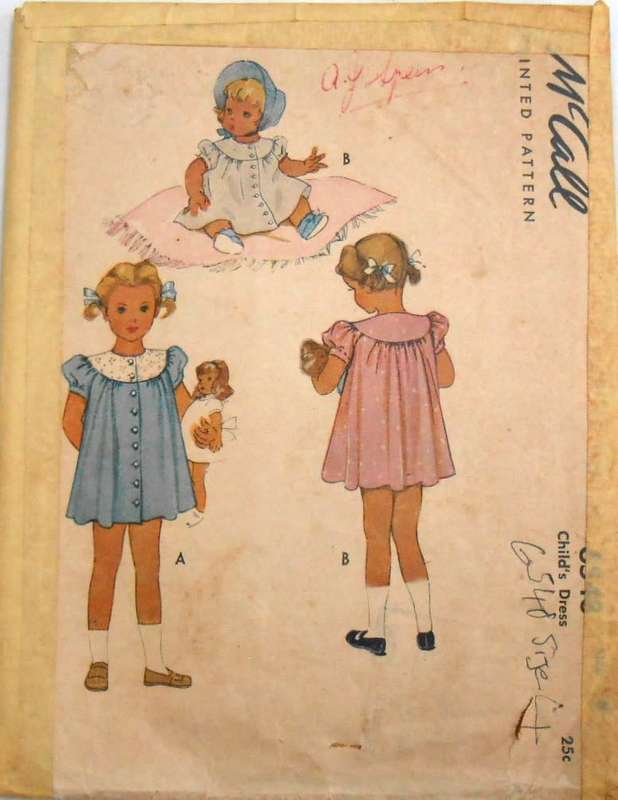V/VINTAGE McCALLS 6548 GIRLS DRESS SIZE 4 YEARS COMPLETE-ZIPLOC