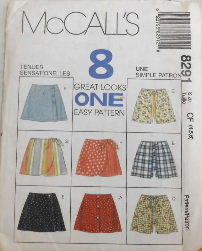 McCALLS 8291 GIRLS SKORTS SIZE 4-5-6 YEARS COMPLETE-UNCUT-F/FOLDED