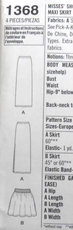 SIMPLICITY 1368 SHORT SKIRT+ELASTIC WAISTBAND-KNIT ONE PIECE MAXI SKIRT SIZE 6-18-COMPLETE-PART CUT