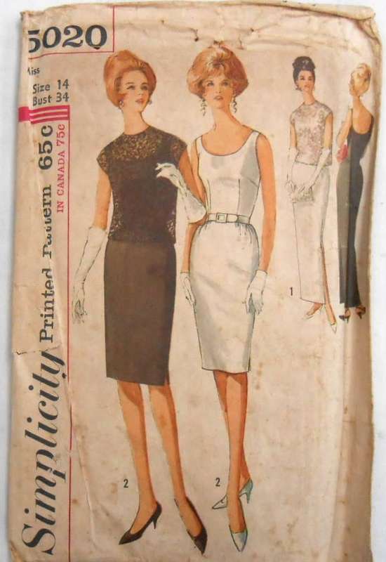 VINTAGE SIMPLICITY 5020ONE PIECE DRESS & OVERBLOUSE SIZE 14 BUST 34-COMPLETE