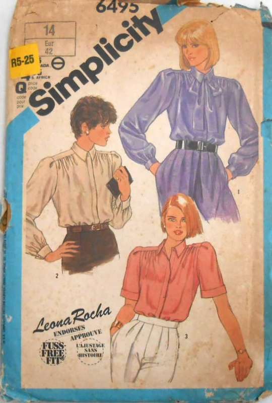 SIMPLICITY 6495 LOOSE FITTING BLOUSE & TIE SIZE 14 COMPLETE-ZIPLOC