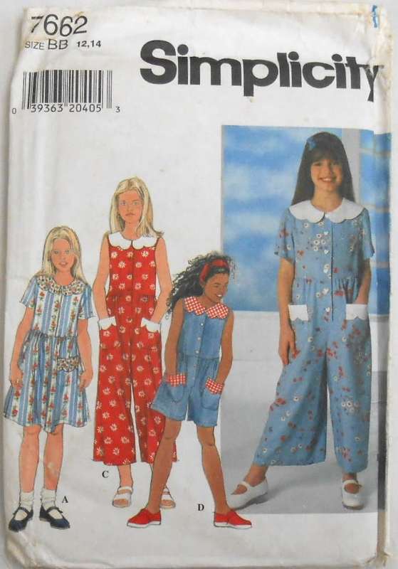 SIMPLICITY 7662 GIRLSDRESS& ROMPER SIZE 12-14 YEARS COMPLETE-UNCUT-F/FOLDED