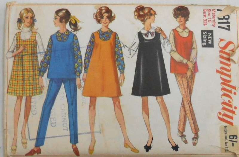 VINTAGE SIMPLICITY 7817 MATERNITY TOP-PINAFORE-BLOUSE-PANTS SIZE 10 BUST 32  1/2 COMPLETE