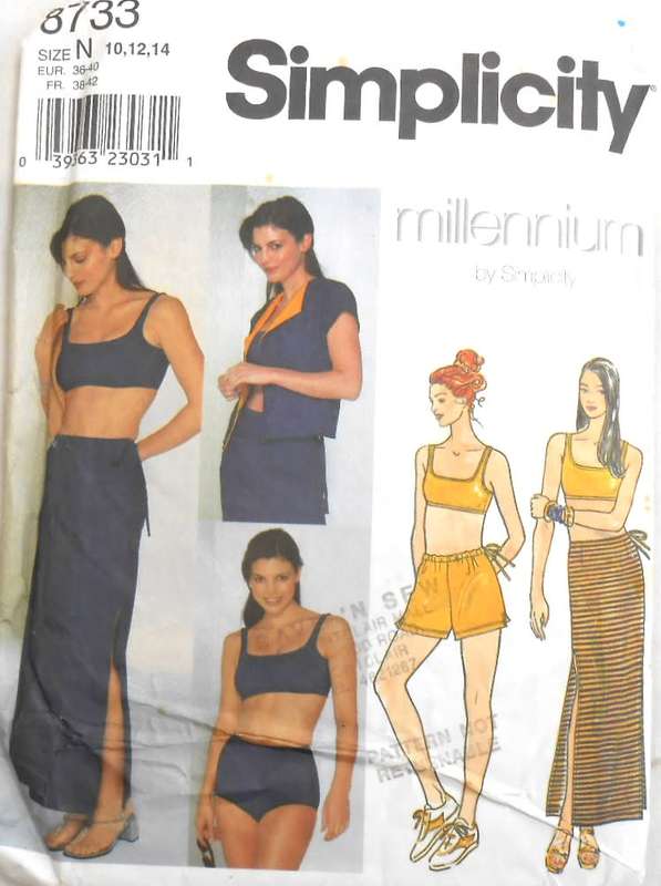 SIMPLICITY 8733-JACKET-SKIRT-SHORTS- KNIT TWO PIECE BATHING SUIT SIZE 10-14 COMPLETE-CUT TO 14