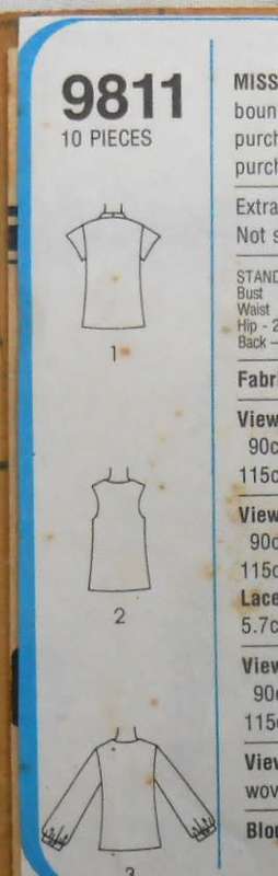 SIMPLICITY 9811-BLOUSE  SIZE 10 BUST 83 CMCOMPLETE-ZIPLOC