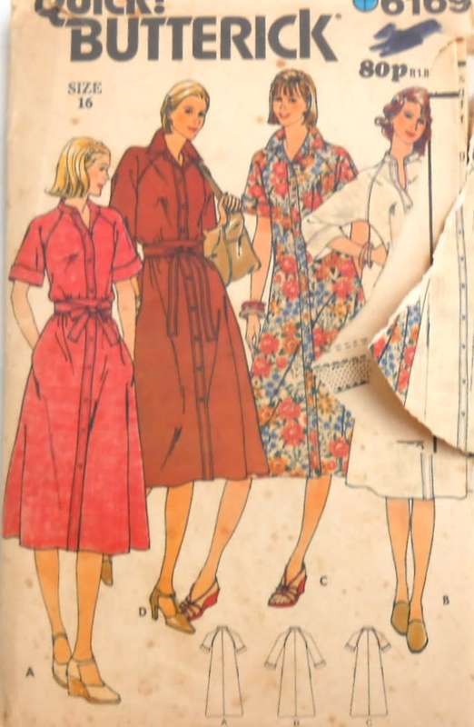 BUTTERICK 6169 LOOSE FITTING DRESS SIZE 16 COMPLETE-ZIPLOC