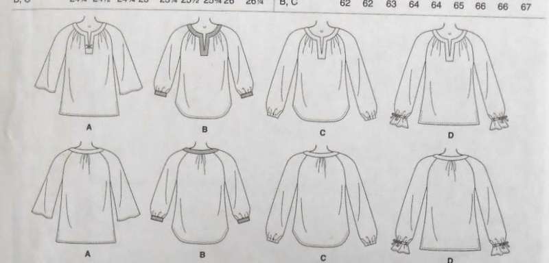 BUTTERICK B6632 VERY LOOSE FITTING PULLOVER TOPS SIZE 6-8-10-12-14 COMPLETE-CUT TO 14