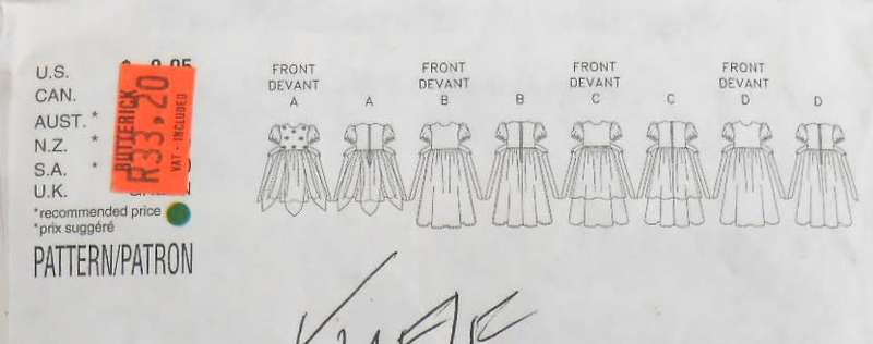 BUTTERICK 6956 KIDS A-LINE DRESS SIZE 2-3-4-5 YEARS COMPLETE-UNCUT-F/FOLDED