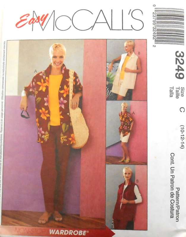 McCALLS 3249 TOP-PULL ON SHORTS-PANTS SIZE 10-14 NO SHIRT PATTERN SUPPLIED