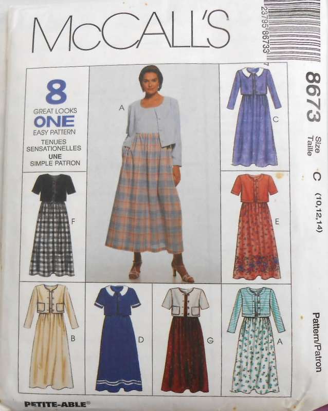 McCALLS 8673 DRESS & UNLINED JACKET SIZE 10-12-14 COMPLETE-CUT TO SIZE 14