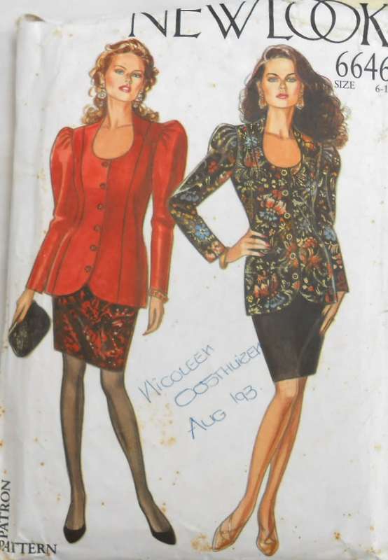 NEW LOOK PATTERNS 6646 JACKET & SLIM SKIRT SIZE 6-16 COMPLETE-CUT TO TOP12 SKIRT14