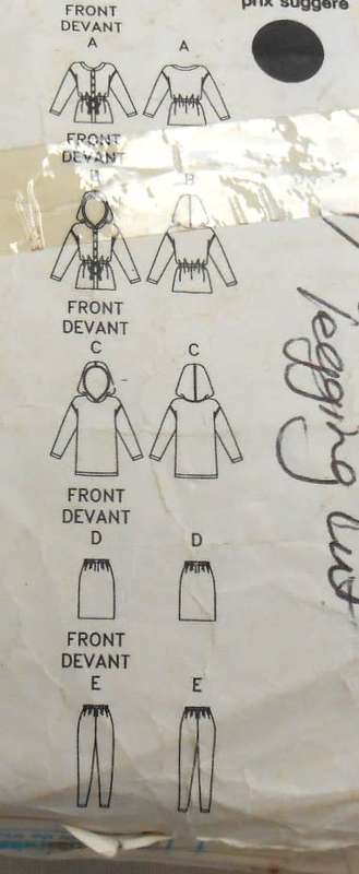 BUTTERICK 5651 TOPS-SKIRT-LEGGINGS- SIZE  12-14-16-COMPLETE- CUT TO 16-LEGGINGS CUT ALL SUPPLIED