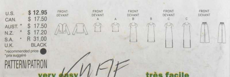 BUTTERICK 6016 JACKET-DRESS-TOP-PANTS SIZE 20-22-24 COMPLETE-UNCUT-F/FOLDED