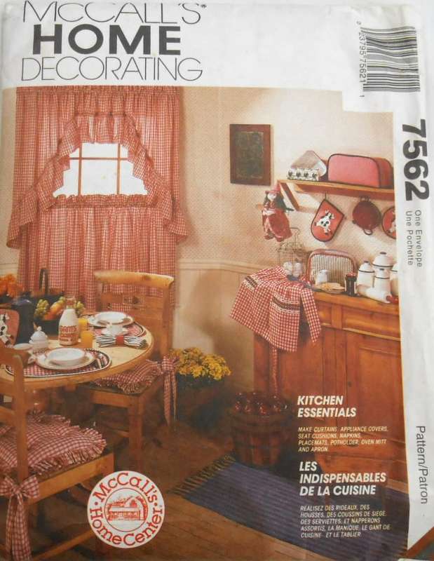 McCALLS HOME DECORATING 7562 KITCHEN ESENTIALS - ONE SIZE - COMPLETE-UNCUT-F/FOLDED