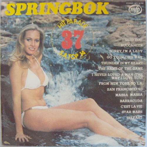 SPRINGBOK HIT 37 PARADE-WITH FORMER MISS SOUTH AFRICA VERA JOHNS AS THE COVER GIRL!! -1977 STEREO LP