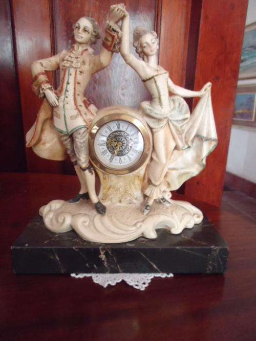 LOVELY ITALIAN MARBLE BASED, PERIOD CLOCK, WITH GERMAN MERCEDE MECHANISM -SEE PICTURES TO APPRECIATE