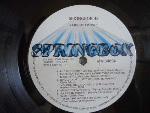 SPRINGBOK HIT PARADE -VOLUME 48 -1980 STEREO VINYL LP-No Cover supplied in WHITE sleeve