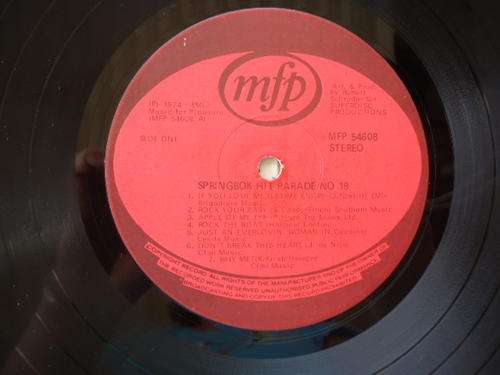 SPRINGBOK HIT PARADE -VOLUME 18 - 1974 STEREO VINYL LP - RECORD ONLY SUPPLIED IN A SLEEVE