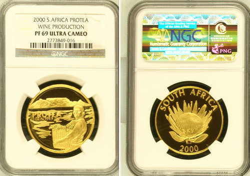 YES !!!PF69UC NGC GRADED! 2000 WINE PRODUCTION GOLD - 1oz