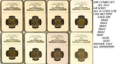 2011 SARB COMBO SET - MS66/65/64/63/62/61/AU58/55 - ALL 8 COINS FOR ONE BID