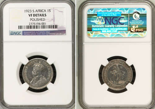 1923 - 1 SHILLING - UNION - NGC GRADED - VF DEATAIL - TRUE IMAGE
