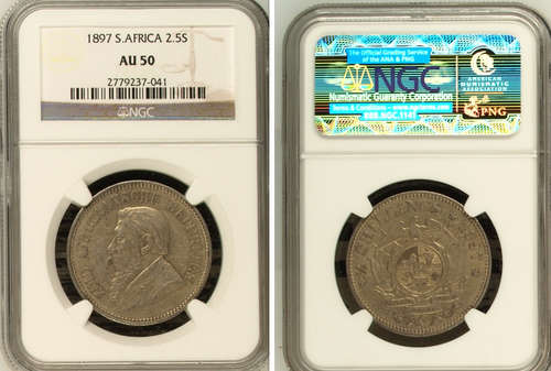 1897 - 2,5 SHILLING - AU50 ZAR - NGC GRADED - TRUE IMAGE