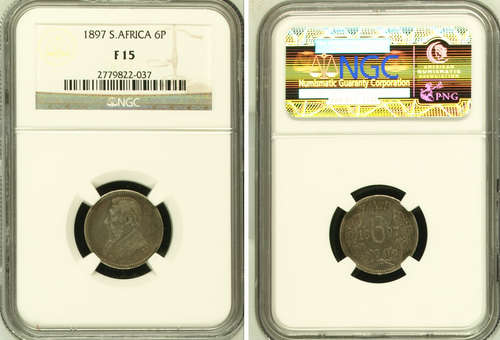 1897 - 6p - F15 - ZAR - NGC GRADED - TRUE IMAGE