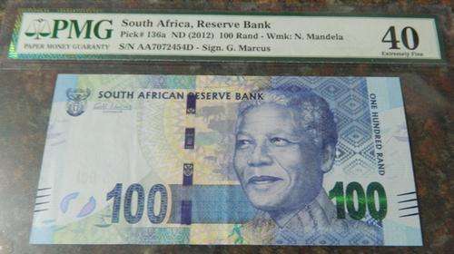 XF40 - FIRST ON BOB - GRADED MANDELA (AA) R100 NOTES - PMG GRADED