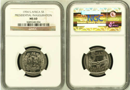 MS60 YES RARE !!!! MS60- NGC GRADING - 1994 INAUGURATION R5 COIN !!