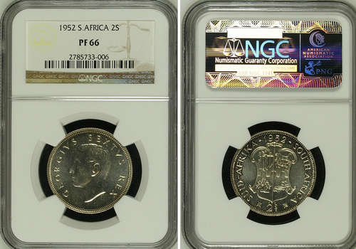 1952 - 2 SHILLING - UNION - VERY HIGH GRADE PF66 - NGC GRADED