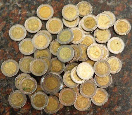 45 X USED " BIRTHDAY" 2008 MANDELA R5 COINS - USED LOSE COINS - BID PER COIN