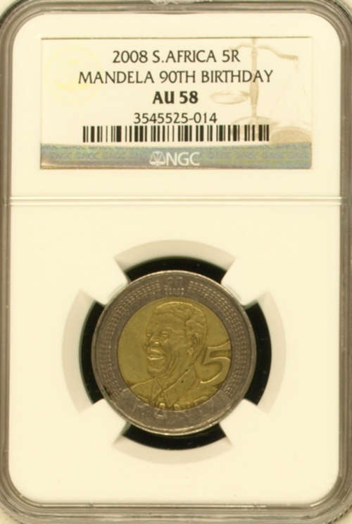 NGC GRADED - 20 X AU58 - 2008 MANDELA R5 COIN - BID PER COIN