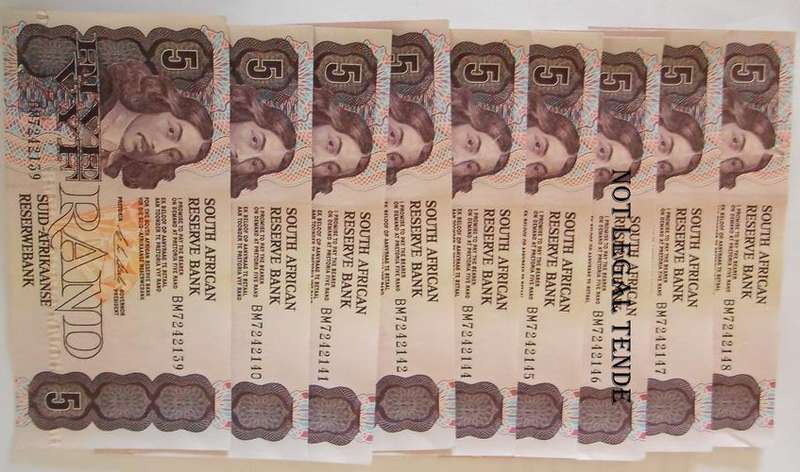 BM SEQUENCE NUMBERS x 9 UNC R5 NOTE - SEE NUMBERS BELOW - TRUE IMAGE - 1 BID FOR ALL