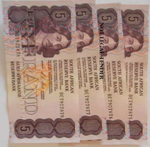BE SEQUENCE NUMBERS x 4 UNC R5 NOTE - SEE NUMBERS BELOW - TRUE IMAGE - 1 BID FOR ALL