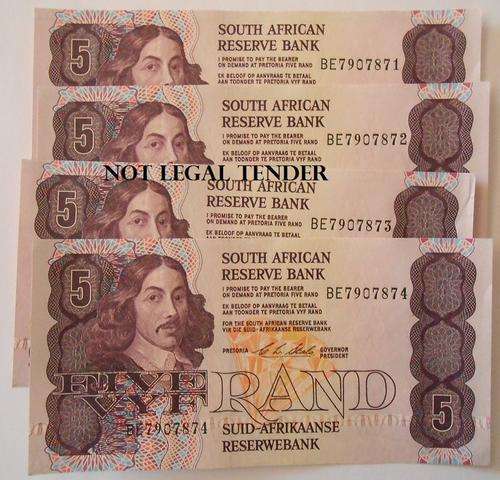 BE SEQUENCE NUMBERS x 4 UNC R5 NOTE - SEE NUMBERS BELOW - TRUE IMAGE - 1 BID FOR ALL