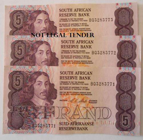 BQ SEQUENCE NUMBERS x 3 UNC R5 NOTE - SEE NUMBERS BELOW - TRUE IMAGE - 1 BID FOR ALL