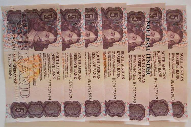 BE SEQUENCE NUMBERS x 7 UNC R5 NOTE - SEE NUMBERS BELOW - TRUE IMAGE - 1 BID FOR ALL