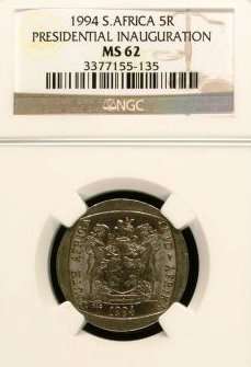@@@ 5 X AVAILABLE - one bid one coin - NGC GRADING MS62 - RARE GRADE - 1994 INAUGURATION R5 COIN @@@