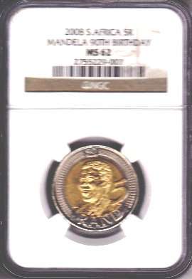 @ ONE DAY ONLY - YES !!!! NGC MS62 - HARD TO FIND - MANDELA BIRTH DAY 2008 R5 COIN @@