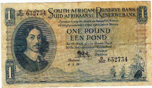 ## 1 POUND / POND NOTE - MH De KOCK - 6.3.59 B362/632734 ##