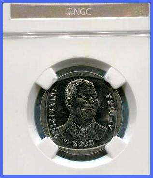 @@ YES !!!! NGC GRADED - AU58 - 2000 MANDELA R5 COIN @@