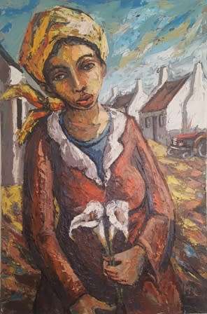 ITAI VANGANI -  (60 x 90) - Lady with Arum Lilies